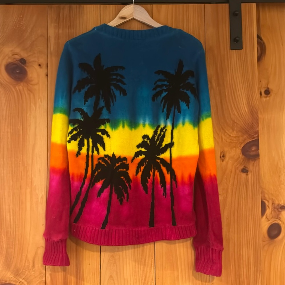 The Elder Statesman Cashmere Palm Sweater Sz Small, stunning saturated colors!